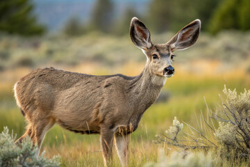 Naklejka premium Mule deer with large ears