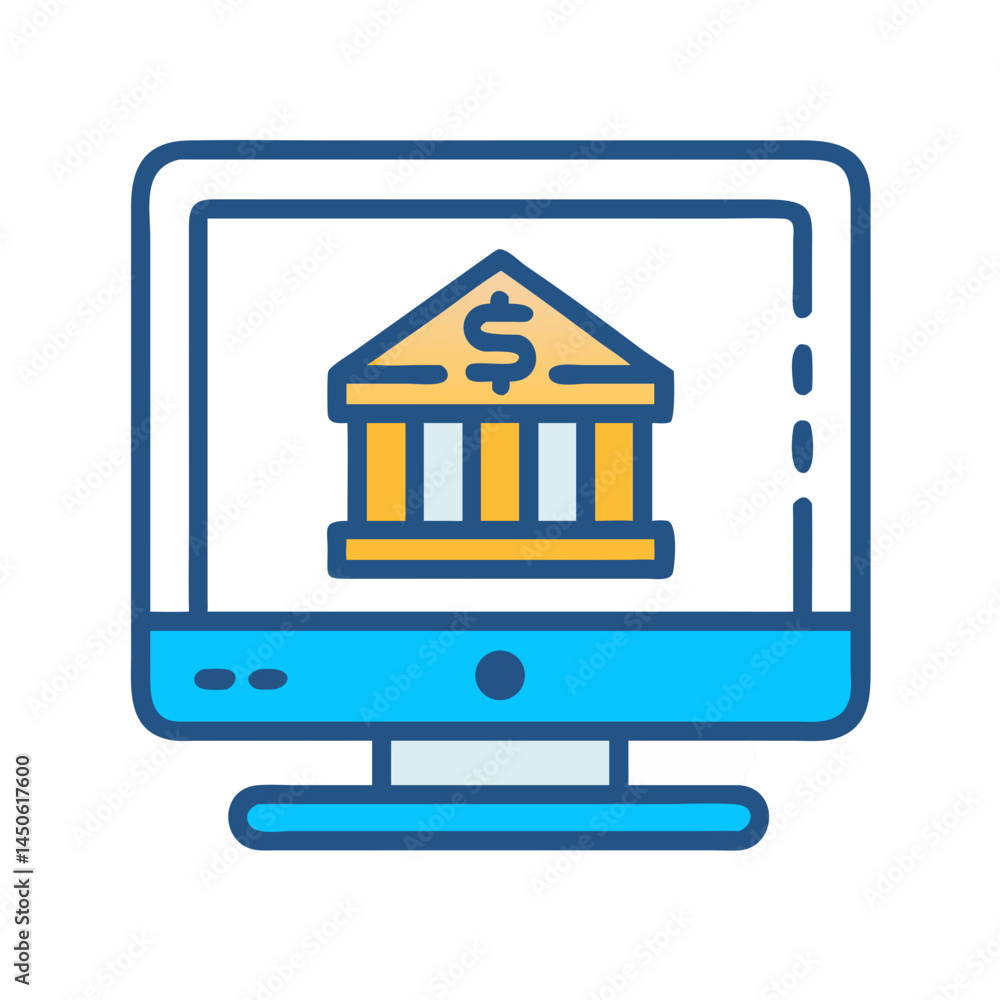 Poster online banking interface icon representing digital financial management and secure transactions