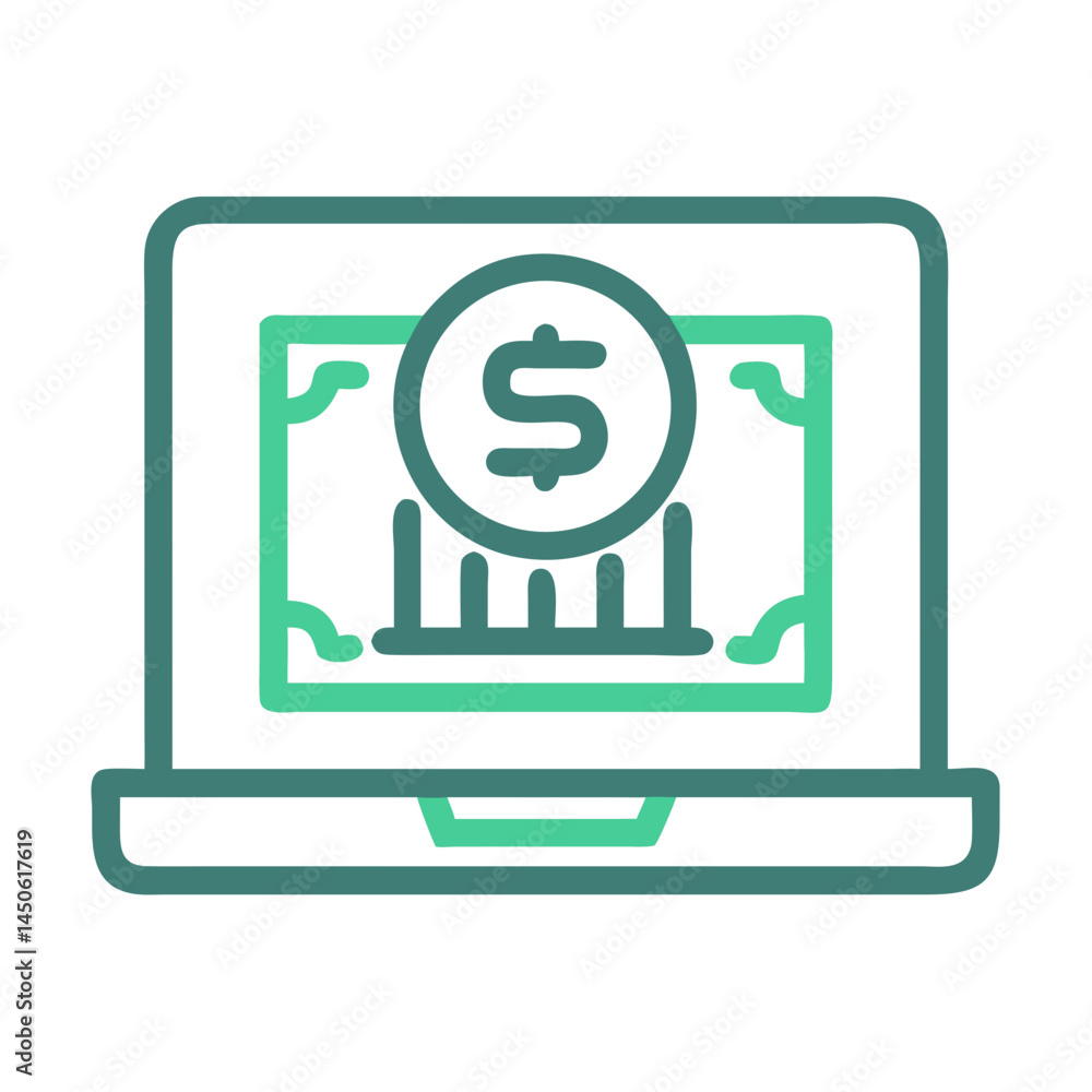Poster online banking interface icon representing digital financial management and secure transactions