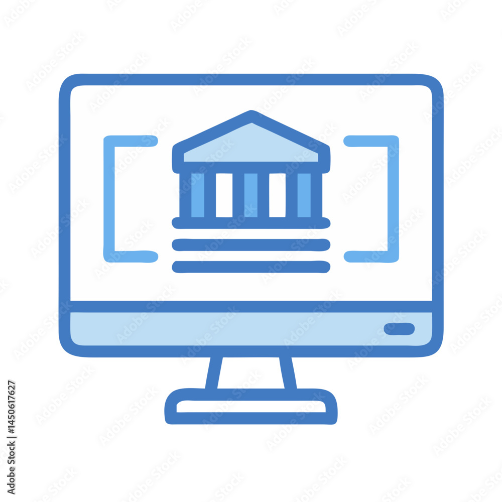 Poster online banking interface icon representing digital financial management and secure transactions