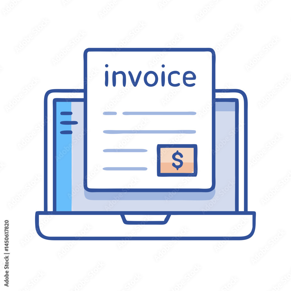 Poster online invoice and billing display icon representing digital payment summary and e-commerce receipt