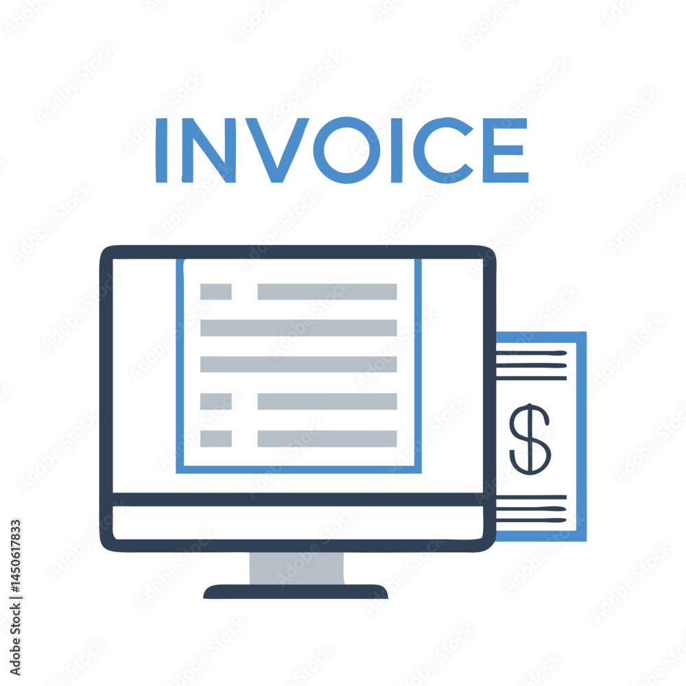 Aufkleber online invoice and billing display icon representing digital payment summary and e-commerce receipt