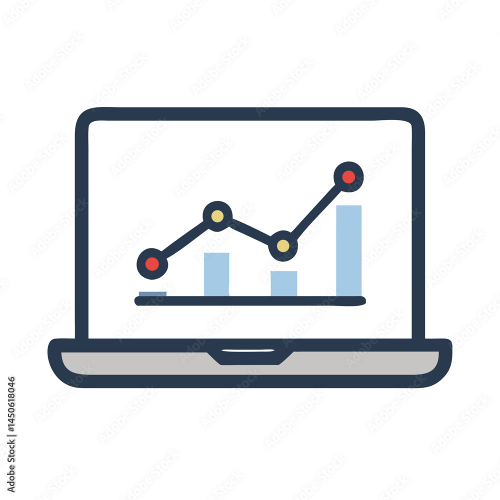 Poster online sales analytics graph icon representing e-commerce performance and revenue tracking