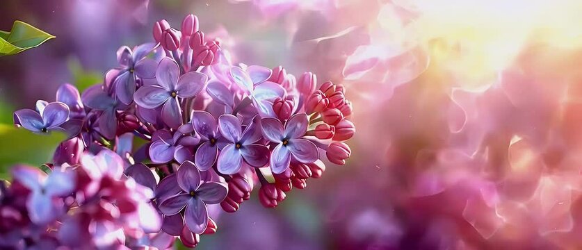 Lilac flower with creative banner