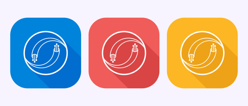 Fiber optic cable icon design illustration. Electric wire sign symbol in shadow button design