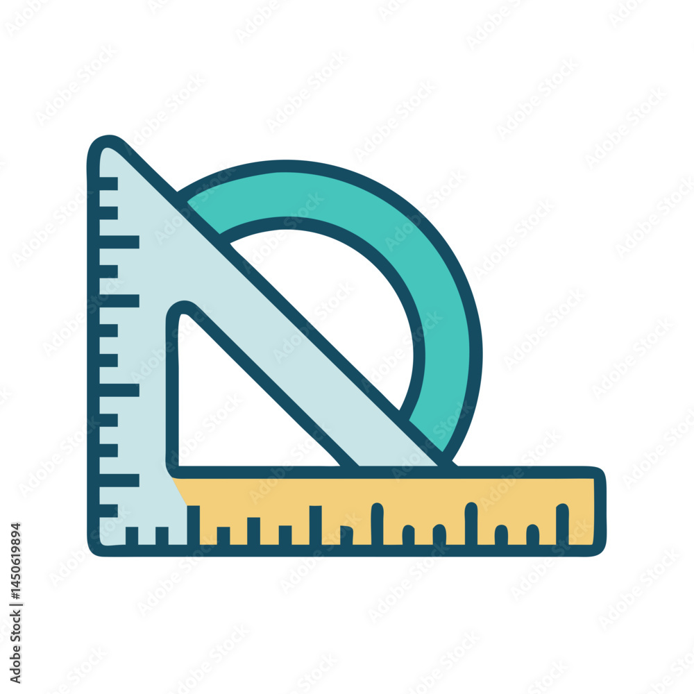 Poster protractor icon representing angle measurement and geometry tool