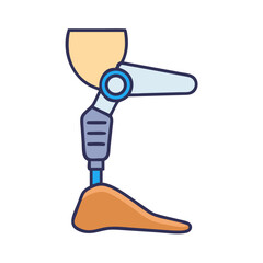 Prosthetic Leg Limb Icon Representing Medical Artificial Limb and Mobility Aid