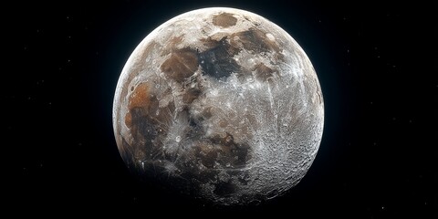 Fototapeta premium Detailed texture of luminous full moon against black background