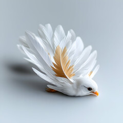 A delicate white bird with outstretched wings. It appears to be a decorative piece perfect for artistic displays or refined home decor. Embodying elegance and grace.