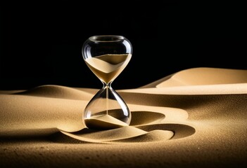 an hourglass in the sand with a black background