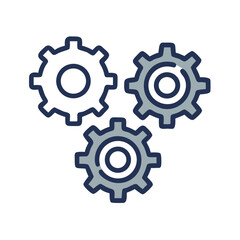 Three Interlocked Gears Icon Representing Mechanical Engineering and System Integration