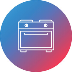 Stove Line Gradient Circle Background Icon