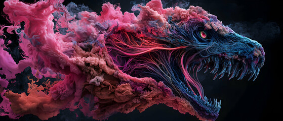 Abstract dragon art. Perfect for digital art prints or fantasy themed backgrounds. A vibrant and imaginative creature bursting with color.