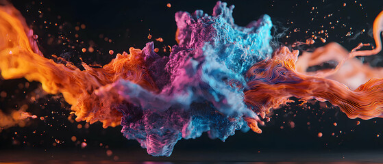 Abstract swirling colors create dynamic imagery. Ideal for website backgrounds promotional material or artistic installations. Evokes a sense of motion and energy.
