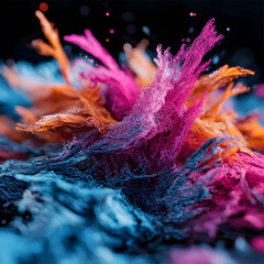Abstract digital art of colorful fiber strands. Great for backgrounds textures or artistic projects. Emphasizes color and texture. Use as a digital backdrop.