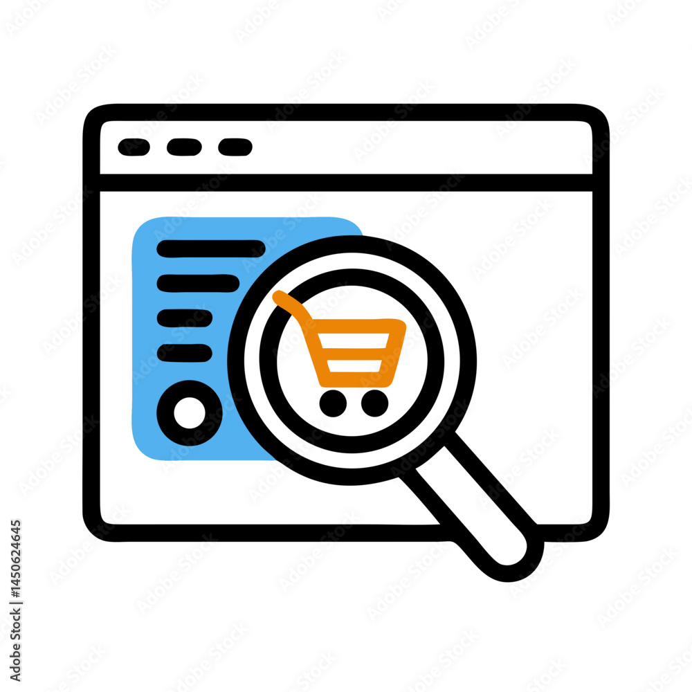 Poster web search with shopping focus icon representing online retail and e-commerce navigation