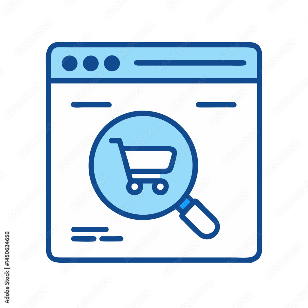 Poster web search with shopping focus icon representing online retail and e-commerce navigation