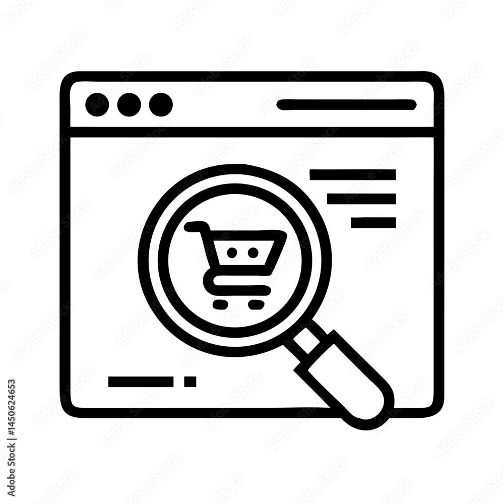 Poster web search with shopping focus icon representing online retail and e-commerce navigation