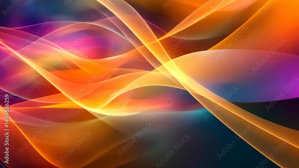 Poster vibrant waves of colorful light create dynamic, abstract patterns in fluid motion