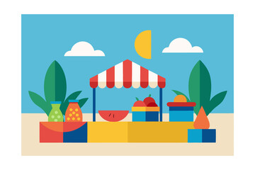 Summer Illustration Vector Sunny Seasonal  on White Background

