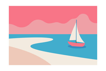 Summer Illustration Vector Sunny Seasonal  on White Background

