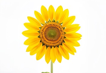 A single white and yellow sunflower with a green stem.