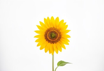 Obraz premium A single sunflower on a white background.
