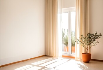Fototapeta premium A potted plant sitting in front of a window.