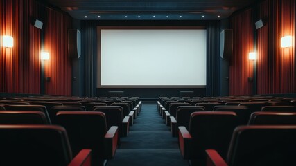 Obraz premium A cinema with empty seating, screen is blank