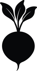 red radish silhouette vector on white background 