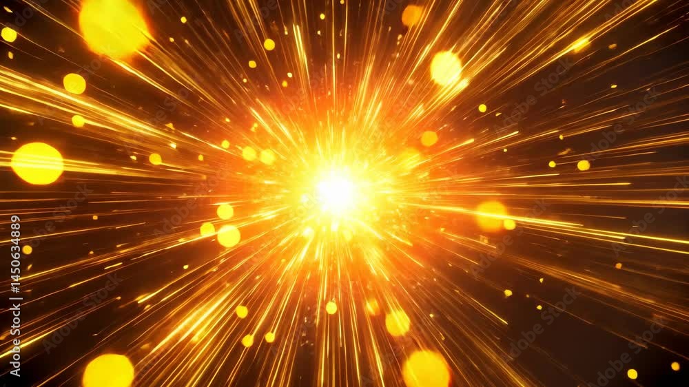 Poster radiant light burst animation with glowing particles and dynamic energy explosion
