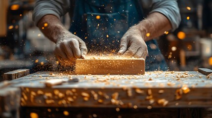 Wood Sanding on Table