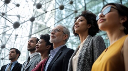 Obraz premium Diverse Group of Professionals Standing in Modern Business Environment