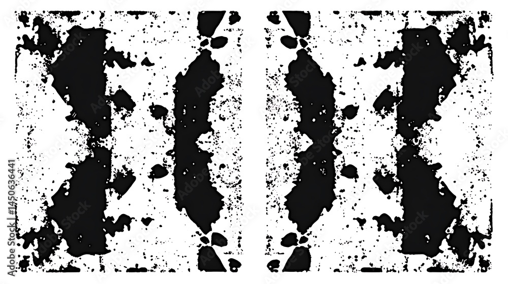 Poster abstract black and white symmetrical pattern. high contrast image with irregular shapes resembling b