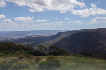 View of landscape in national park at blue mountain at australia