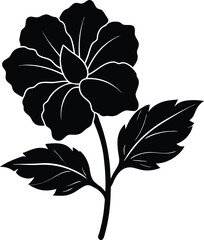 rose mallow flower silhouette vector on white 