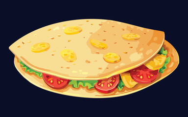 Tortilla Sandwich Vegetables - Vector Illustration