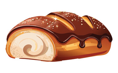 sweet bread bun with chocolate - vector illustration