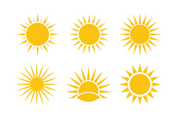 Set of Sun silhouette vector, Sun vector illustration