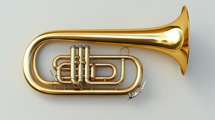 Fototapeta premium Golden euphonium against white surface