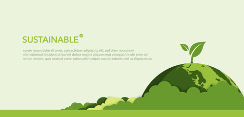 Sustainable development concept. ESG for business and organization. eco friendly technology. World environment, green ecology, Green template and Vector illustration.