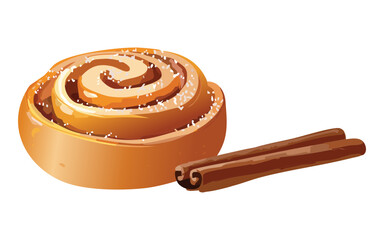 Cinnamon Roll - Vector Illustration