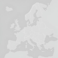 Western Europe country Map. Map of Western Europe in grey color.