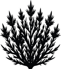 sagebrush silhouette vector on white background   