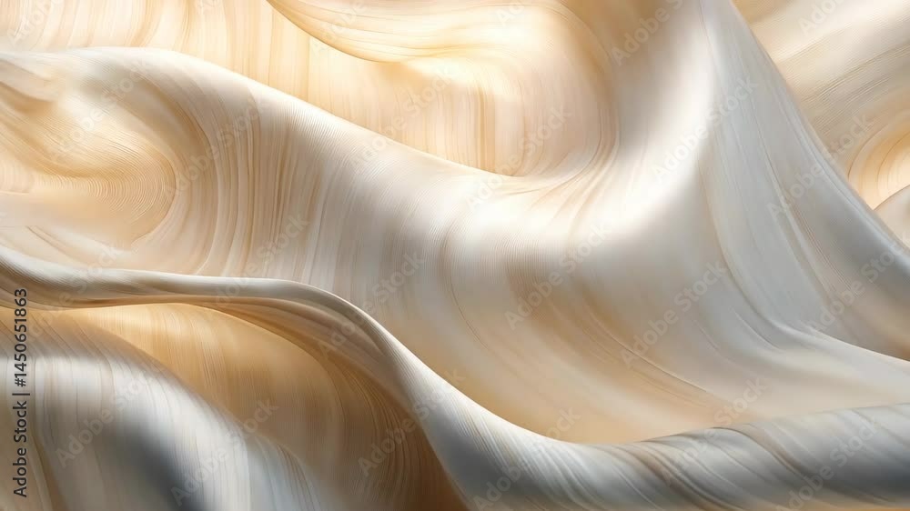 Aufkleber flowing abstract fabric waves creating elegant motion in soft neutral tones