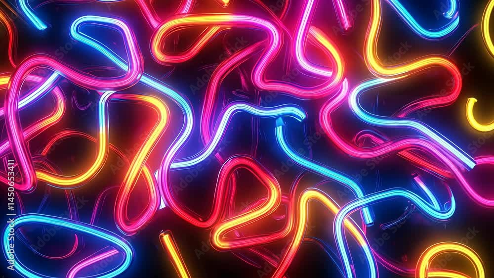 Aufkleber dynamic neon light patterns creating vibrant abstract background loop