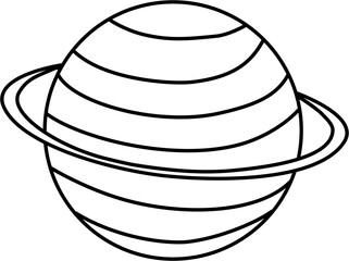 Simple Line Drawing of a Planet with Rings
