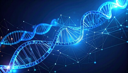 Stunning Blue DNA Helix Abstract Background Image Perfect for Science Medical Genetic Research Presentations