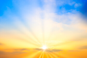 Sunset sky, sun and sunset clouds, sunset background