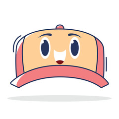 Kawaii Hat Character Vector with Cute Face and Soft Style, Perfect for Fashion Illustrations, Accessory Designs, Fun Outfit Projects, and Playful Digital Art.